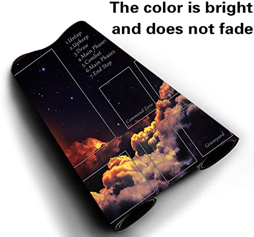 MTG Playmat, TCG Play Mat for RPG OCG 24 x 14 inches Trading Card Playmats with Storage Bag Smooth Rubber Surface Battle Game - color: Waning Moon With Zones