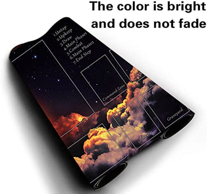 MTG Playmat, TCG Play Mat for RPG OCG 24 x 14 inches Trading Card Playmats with Storage Bag Smooth Rubber Surface Battle Game - color: Waning Moon With Zones