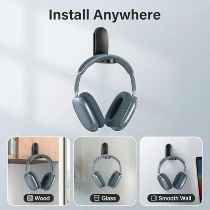 Headphone Stand, Sticky Headset Hanger,Adhesive Headphone Holder Hook Mount, Headset Stand Holder Clip Under Desk, Earphone Clamp