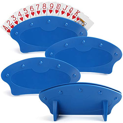 LotFancy Card Holders for Playing Cards, 4-Pack Playing Card Holder for Adults, Seniors, Plastic, Hands Free, for Family Card Game Nights, Canasta, Poker Parties - style: 4-Pack