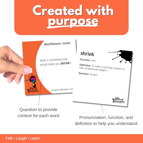 Junior - Vocabulary Word Game for Kids 8+ - Fun Family Conversation Starters - Reading Games for Elementary & Middle School - 150 Vocabulary Flash Cards/Conversation Cards - style: Junior
