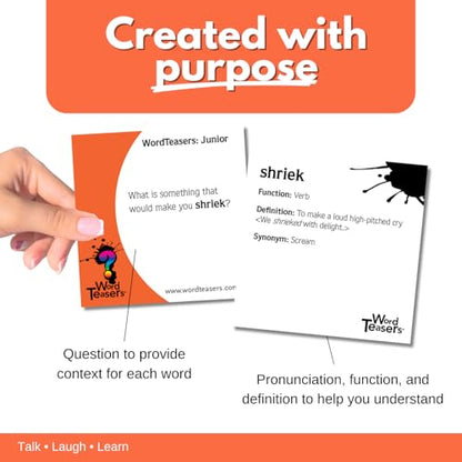 Junior - Vocabulary Word Game for Kids 8+ - Fun Family Conversation Starters - Reading Games for Elementary & Middle School - 150 Vocabulary Flash Cards/Conversation Cards - style: Junior