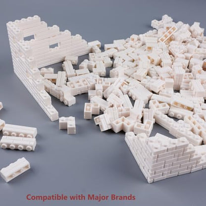 Masonry Bricks Wall Building Accessories: 340PCS Classic Masonry Profile Block Parts and Pieces Creative Construction Bulk,MOC House Castle Pieces (White) - color: White