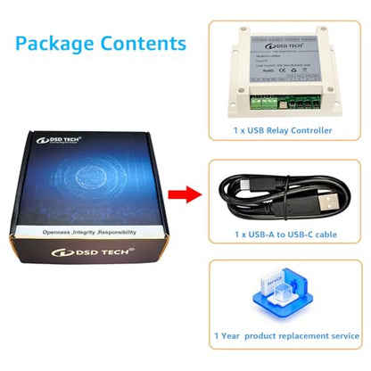 DSD TECH SH-UR04A 4-Channel USB Powered Relay Module for PC & Mac(4CH) - size: 4CH