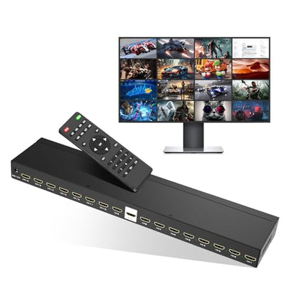 MT-VIKI 4K HDMI Multi-Viewer 16x1 w/IR Remote, 4K@30Hz Seamless HDMI Switcher 16 in 1 Out for PS4/PS5/Security Camera - size: 16x1 w/ IR Remote