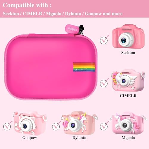 Leayjeen Kids Camera Case Compatible with Seckton/GKTZ/OZMI/PROGRACE/Dylanto/Rindol/VATENIC/Nine Cube/hyleton and More Kid Digital Camera Toys Gifts and Accessories (Case Only) | Fits CIMELR/Seckton/OZMI Kids Toy Cameras and Children Digital Camera,Shockp
