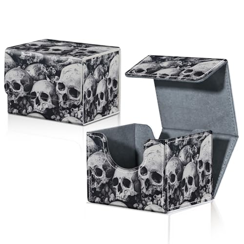 Card Deck Box for MTG Trading Cards with Magnetic Closure,Premium Card Storage Box Case Cover for TCG CCG Magic Cards,Skull Pile - color: Skull Pile