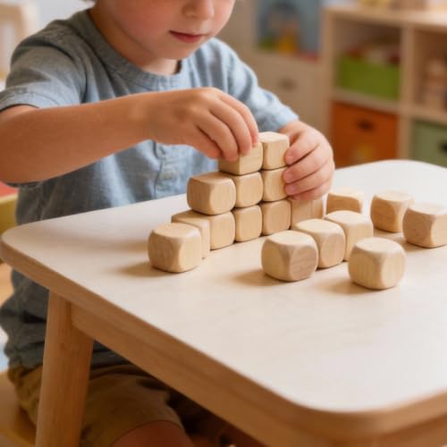 100-Piece Unfinished Wooden Cubes 0.75 Inch Blank Wooden Dice, DIY Craft Blocks for Arts & Crafts