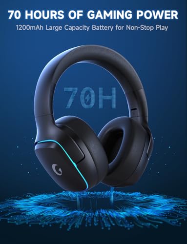Gvyugke 2.4GHz Wireless Gaming Headsets for PS5, PS4, PC, Switch - Bluetooth 5.3 Gaming Headphones with Noise Canceling Mic, 7.1 Surround Sound, 70H Battery, Blue Lighting - Matte Black - color: Matte Black