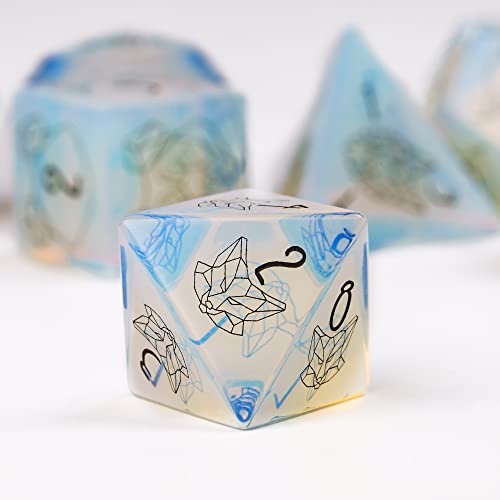 UDIXI Opal Stone DND Dice Set Gemstone Dice Set D&D for RPG Tabletop Games | Natural Stone, Premium Gift Box, DM Gift, for Dungeons and Dragons Role Playing Games - color: Opal- Beast