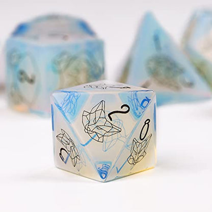 UDIXI Opal Stone DND Dice Set Gemstone Dice Set D&D for RPG Tabletop Games | Natural Stone, Premium Gift Box, DM Gift, for Dungeons and Dragons Role Playing Games - color: Opal- Beast