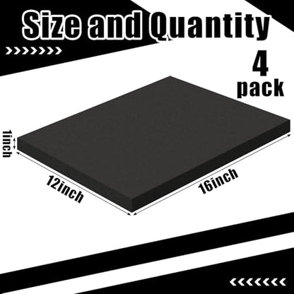 4 Pcs 1" Thick Foam Padding Sheet with Adhesive Backing Block | 16 Inch x 12 Inch, Closed Cell, Self Stick Neoprene Insulation Foam Sheet, Black, for Furniture Cars Speakers - color: Black, size: 1 Inch Thick, 16 x 12 Inches