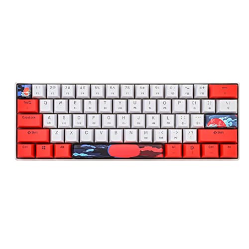 surmen GT61 60% Mechanical Gaming Keyboard 60 Percent RGB Backlit Hot-Swappable Wireless/Wired Compact Mini Keyboard Bluetooth 5.0 Keyboards Programmable/N-Key Rollover (Red Switch, Sun)