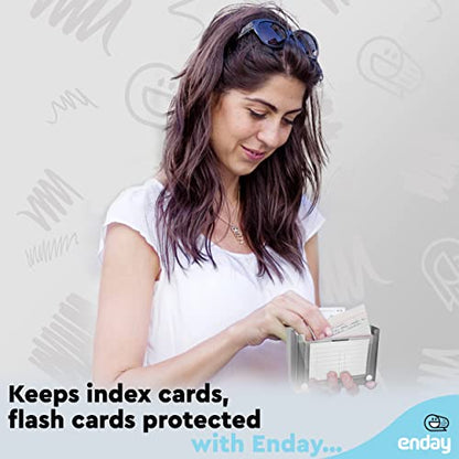 Enday Index Card Holder 3x5, Grey Index Card Case with 5 Tab Dividers, Index Card Organizer, Flash Card Holder, Holds 100 Cards, 4 Pack - color: GREY, size: 4