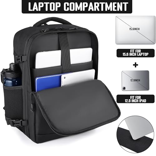 HILOMON Black Travel Backpack for Men Women, TSA Approved Personal Item Size fit for 18x14x8 Under Seat Backpack for Airplanes 15.6inch Laptop 30L Luggage Carry On Bag