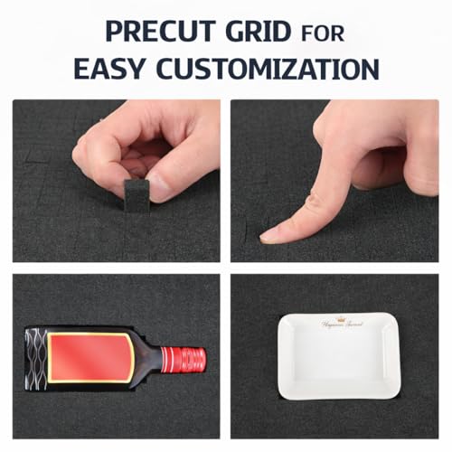 Pick and Pluck Polyurethane Foam Insert 16 × 12 × 1 Inch Thick, 2 Pack | Pre-Cut Grid Foam Sheets, 25–30 Density, Shipped Flat in Rigid Carton for Case Inserts, Toolbox & Jewelry Cases - size: 12x16"