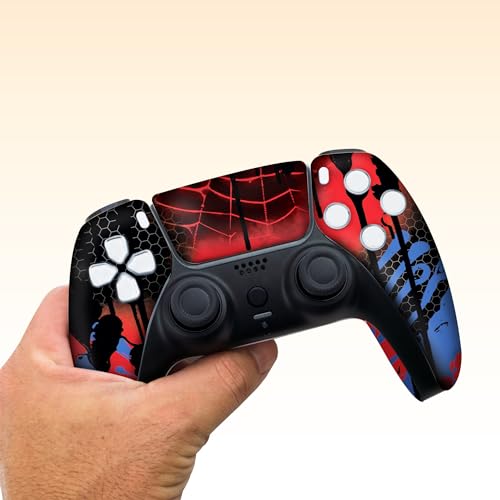 Web Slingeer Custom PS-5 Controller Wireless compatible with Play-Station 5 Console by BCB Controllers | Proudly Customized in USA with Permanent HYDRODIP Printing(NOT JUST A SKIN)(MODDED) - color: Web Slingeer, size: Modded - Front & Back Print