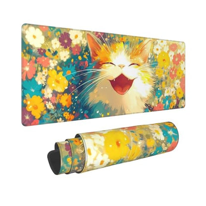 Cute Cat Gaming Mouse Pad Extended Large Mouse Mat 31.5 X 11.8 Inch Nonslip Rubber Base Long Desk Pad Stitched Edges Mousepad Mice Pad for Office Home Game - color: Cute Cat