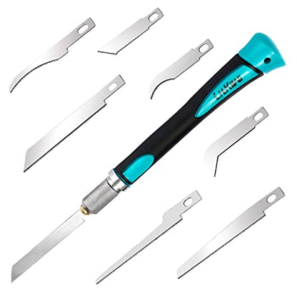 Mini Hand Saw Model Tools Kit for DIY Razor 14 PCS Model Craft Hand Blades | mini saw for crafts,hobby saw for miniatures,Modeling Knife Hacksaw Tool for Handcrafted, DIY models and other fine cutting - size: 1pcs sawholder & 14pcs blades