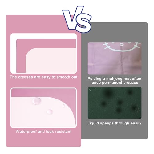 32.5 Inch Mahjong Mat for Table, 3MM Non-Slip & Noise Reduction Gaming Mat with Drawstring Bag, Perfect for Poker, Board Games, Card Games, Tile Games, and Dominoes (Flamingo-Baby Pink) - color: Flamingo-baby Pink