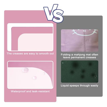 32.5 Inch Mahjong Mat for Table, 3MM Non-Slip & Noise Reduction Gaming Mat with Drawstring Bag, Perfect for Poker, Board Games, Card Games, Tile Games, and Dominoes (Flamingo-Baby Pink) - color: Flamingo-baby Pink