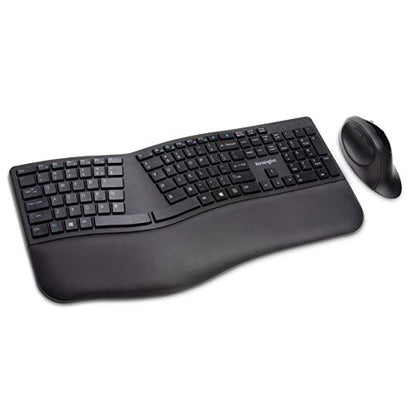 Kensington Pro Fit Ergonomic Wireless Keyboard and Mouse - Black (K75406US) | Contoured ergonomic design, wireless connection, matching keyboard and mouse combo - style: wireless keyboard + mouse