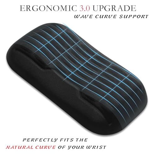 UnivoColors Ergonomic Mouse Wrist Rest,Latest 3.0 Wave Curve Design,High-Resilience Memory Foam Non-Slip Base,Reduces Wrist Fatigue,Ideal for Office Gaming & Long Hours of Use(Black) - color: Black, style: Mouse Wrist Pad