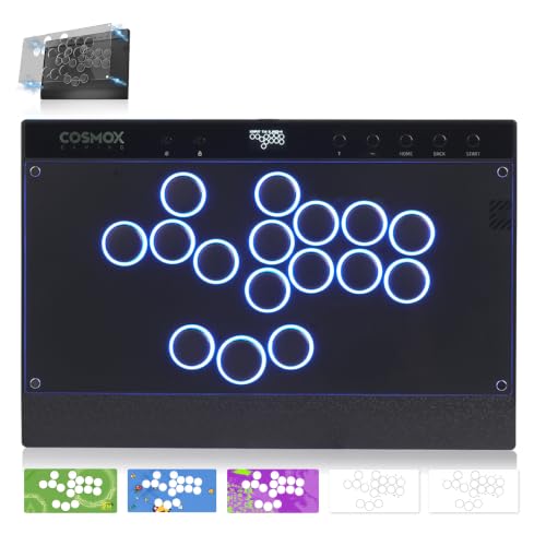 Haute42 Leverless Controller Arcade Stick: Magnetic Leverless Arcade Stick with RGB Rims,Premium Black Haute42 C16 Arcade Controller for PC/PS3/PS4/Switch Game with Lock Button Support Hot Swap & SOCD