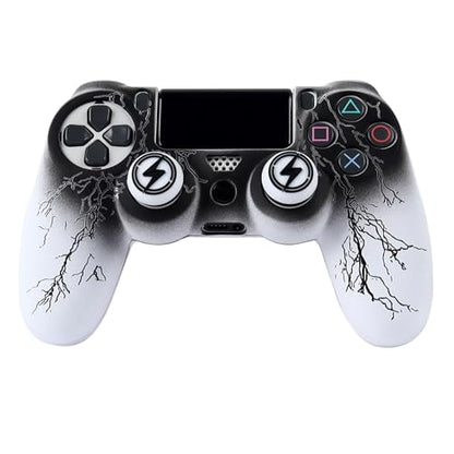 RALAN Controller Skins for PS4,Fruit Silicone Controller Cover Skin Protector Compatible /PS4 Slim/PS4 Pro Controller with 2 Cute Thumb Grips Caps… - color: White black lighting