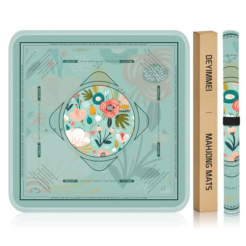 Deyimmei Neoprene Mahjong Mat for Table 31.5"x31.5" - Non-Slip, Noise Reduction Cover with Storage Pockets, American Rules & Crease-Free Rolled Shipping (Tropical Bloom) - style: Tropical Bloom