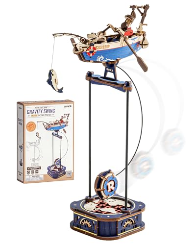 ROKR 3D Wooden Puzzles for Adults,Gravity Swing Ocean Fisher Model kit, 161Piece 3D Puzzles for Adults