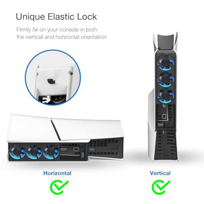 JUSPRO Cooling Fan for PS5 Slim, Upgraded Quiet Cooler Fan with LED Light for PS5 Slim Console Digital & Discs Edition - color: PS5 Slim fan