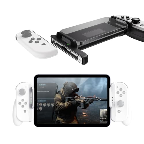 Switch Joycon Controller Holder for Mobiles and Tablets | Enhance Your Mobile Gaming with a Comfortable & Adjustable Grip | Compatible with Android/iOS/iPhone/iPad(Supports 12-25CM) (White). - color: white