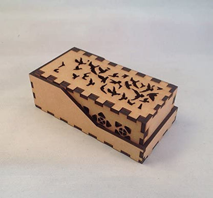 Raven Mini Dice Tower v1 Dark Blue Acrylic Window Laser Cut MDF Unique Fast Shipping