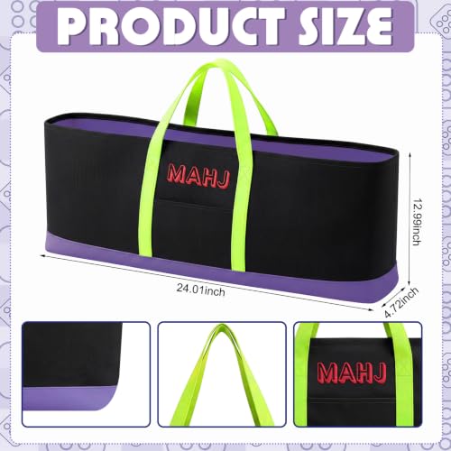 Mahjong Bag for Tiles and Racks Empty American Mahjong Tiles Carrying Tote 31.5 x 12 x 4 Inch Canvas Tile Game Accessory Gift for Pusher Rack Mat Carrying, Case Only (Yellow and Black) - color: Yellow and Black