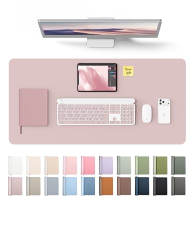 YSAGi Leather Desk Protector, Office Mat, Large Mouse Mat, Non-Slip PU Leather Blotter, Laptop Desk Mat, Waterproof Writing Pad for Office and Home (Grayish Lavender, 31.5" x 15.8") - color: Grayish Lavender, size: 31.5" x 15.8"