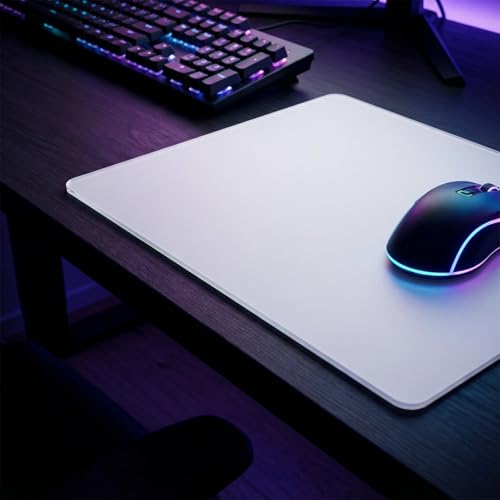 Glass Mouse Pad, 13.7x10.2 Inch Large Gaming Mousepad with Non-Slip Base, Special Glass Surface for Optimal Control, Clear Mouse Mat for Desk Computer Laptop Gamer Office Work - size: 13.7L x 10.2W inches