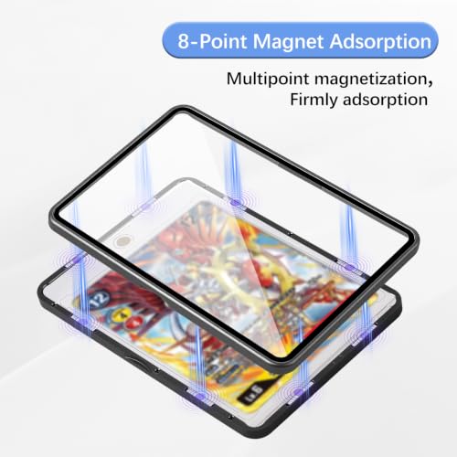 Card Case, 8-Point Magnetic Lock, Premium Aluminum Alloy Protector with 35pt One Touch Card Holder, Personalized Card Sleves Fits Trading Cards, Sports Cards, Game Cards, Collectible Cards (Black) - color: Black, style: Card Case
