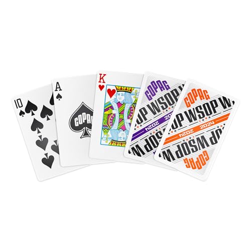 Copag WSOP 2024 Modern Design 100% Plastic Playing Cards - Narrow Size (Bridge) Regular Index Purple/Orange Double Deck Set