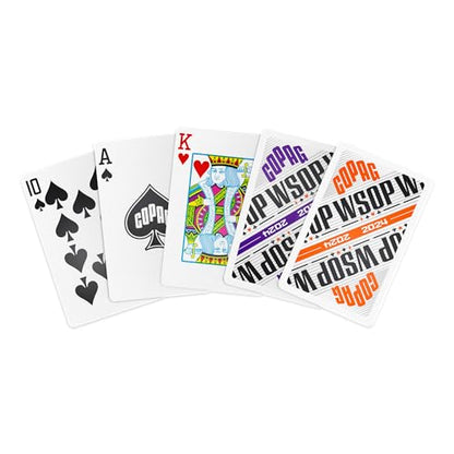 Copag WSOP 2024 Modern Design 100% Plastic Playing Cards - Narrow Size (Bridge) Regular Index Purple/Orange Double Deck Set