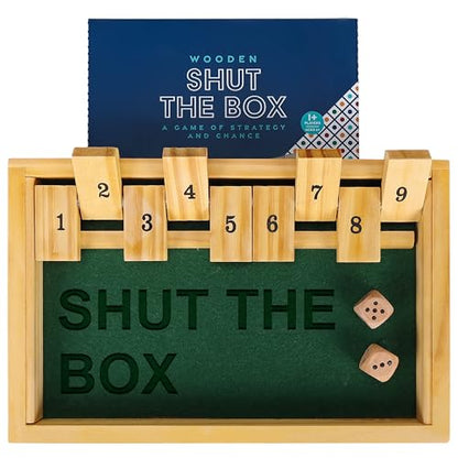 Shut The Box Game - Wooden Board Dice Game - Classic Strategy Math Game for Adults, Family, Kids - with 2 Dice and Instructions - Ideal for Family Night, Travel - (Ages 6+) - color: Shut the Box