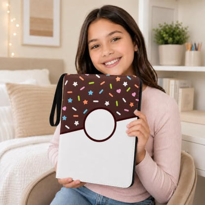 9 Pocket Card Binder 900 Card Holder Album, Choco Donut Trading Cards Holder Zipper Binder for Girl Teen Collection (Choco Donut, 900 Pocket) - color: Choco Donut, size: 900 Pocket