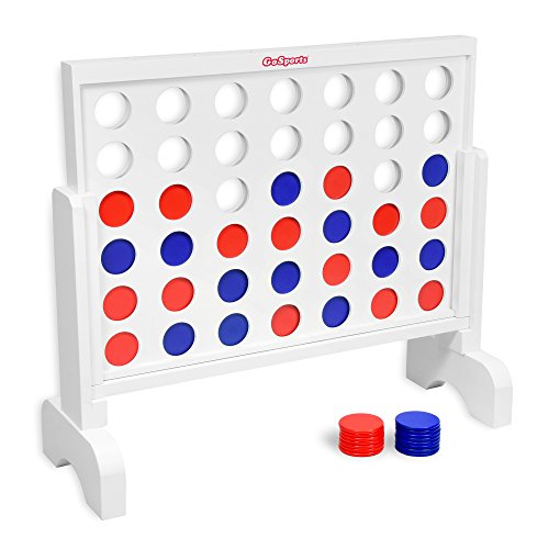 GoSports 2 foot Width Giant 4 in a Row Game with Carrying Case, Made from Wood - style: Classic