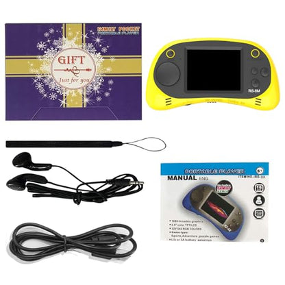 Kids Handheld Portable Video Game Player with 200 Games - 16 Bit 2.5 Inch IPS Screen Mini Retro Electronic Machine for Boys Girls - style: Yellow