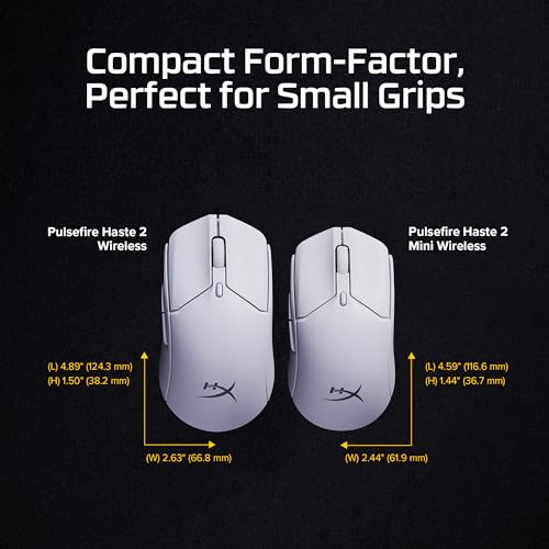 HyperX Pulsefire Haste 2 Mini – Wireless Gaming Mouse for PC Compact Lightweight Bluetooth 2.4GHz Black - color: Black, size: Wireless, style: Pulsefire Haste 2 Mini