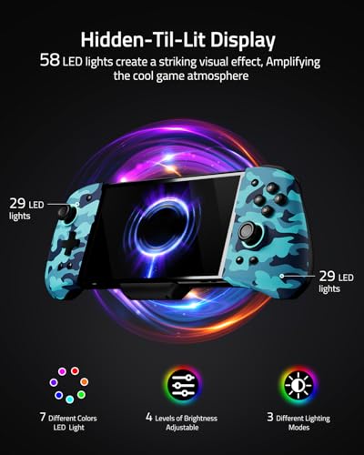 Switch Handheld Controller for Nintendo Switch Joycon Replacement, Camo-Blue Switch Joypad Controller with Hall Effect Joysticks, Ergonomic One Piece Controles Customizable with Adjustable RGB, Turbo, Mapping - color: Camo Blue