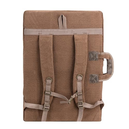 TRANSON Art Portfolio Case Artist Backpack Canvas Bag Large 26” x 19.5” - color: Brown