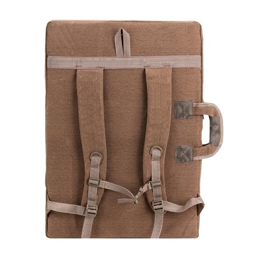 TRANSON Art Portfolio Case Artist Backpack Canvas Bag Large 26” x 19.5” - color: Brown