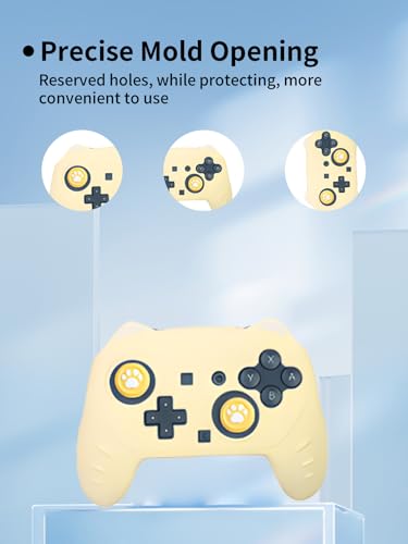 Case for Nintendo Switch 2 Pro Controller,UYRUREL Premium Sillence Material,Shock-Absorbing and Anti Drop Protection Soft Shell,with Stickers and Thumb Grips,Yellow. - color: Yellow