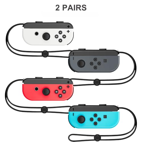 Gepicest Wrist Strap for Joycon 4 Pieces Switch Parts Accessories Controller Attachments Compatible with Joy Con, Dual Remote Comfort Controller Straps Black 2 Pairs - color: Black